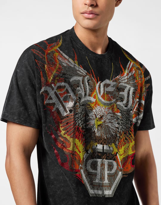 Washed Kimono Cut T-Shirt Eagle Crystal - Image 2