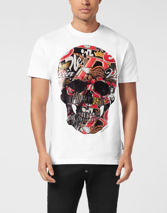 Philipp Plein Rundhals‑T‑Shirt mit Beer Skull Motiv - Weiß - Image 2