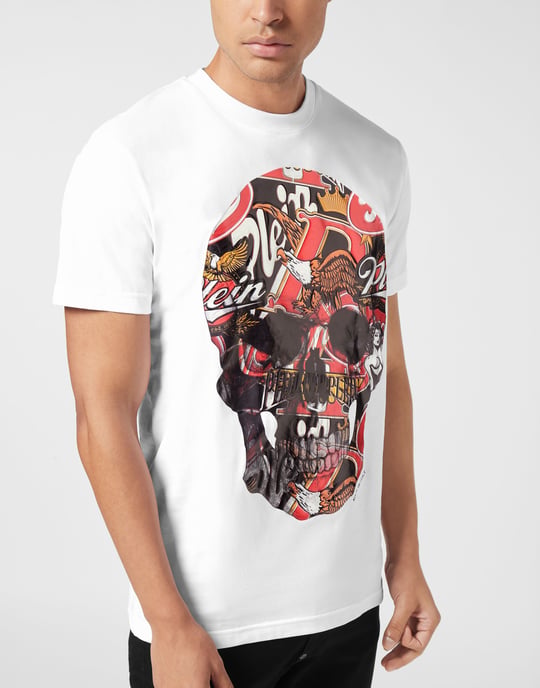 Philipp Plein Rundhals‑T‑Shirt mit Beer Skull Motiv - Weiß - Image 3