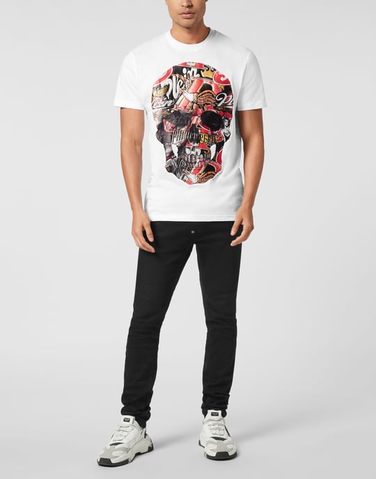 Philipp Plein Rundhals‑T‑Shirt mit Beer Skull Motiv - Weiß - Image 4
