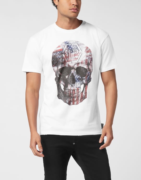 Washed Round Neck T-Shirt Skull America - Image 5