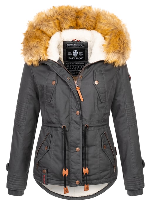 Navahoo Damen Winterjacke Pearl – Kurz-Parka mit Teddyfell & Abnehmbarem Kunstfellkragen - Image 1
