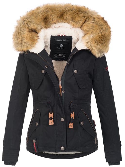 Navahoo Damen Winterjacke Pearl – Kurz-Parka mit Teddyfell & Abnehmbarem Kunstfellkragen - Image 1