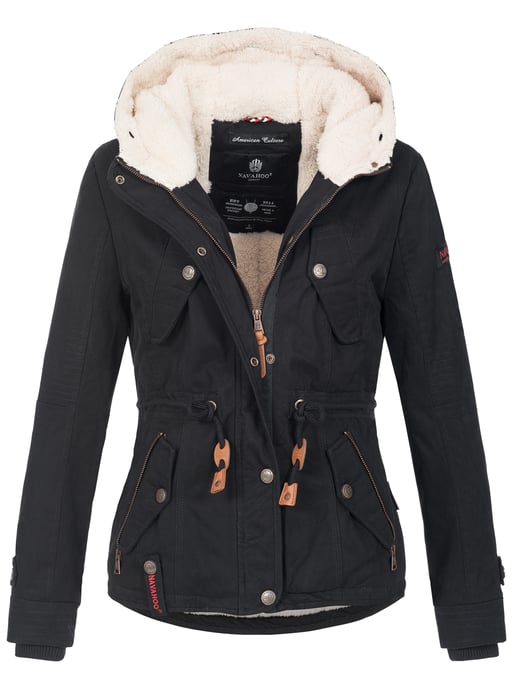 Navahoo Damen Winterjacke Pearl – Kurz-Parka mit Teddyfell & Abnehmbarem Kunstfellkragen - Image 3