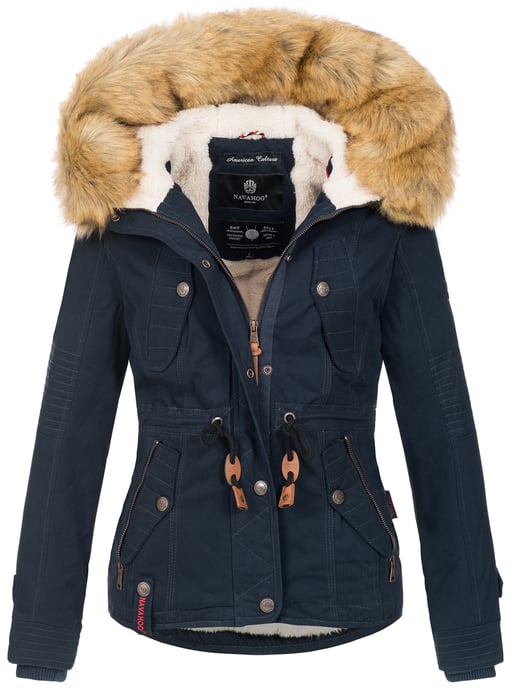 Navahoo Damen Winterjacke Pearl – Kurz-Parka mit Teddyfell & Abnehmbarem Kunstfellkragen - Image 1