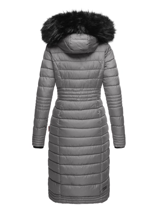 Navahoo Damen Winterjacke Umay – Lange Steppjacke mit Abnehmbarer Kapuze & Kunstfell - Image 3