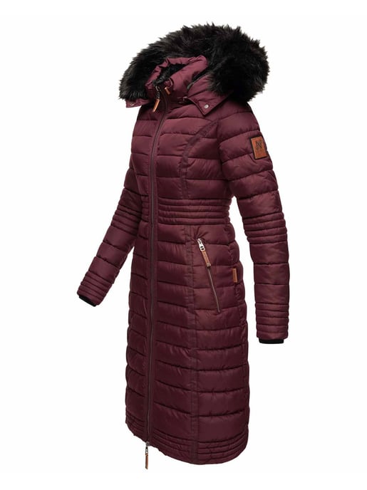 Navahoo Damen Winterjacke Umay – Lange Steppjacke mit Abnehmbarer Kapuze & Kunstfell - Image 2