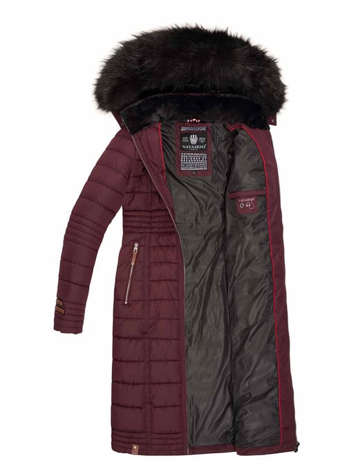Navahoo Damen Winterjacke Umay – Lange Steppjacke mit Abnehmbarer Kapuze & Kunstfell - Image 4