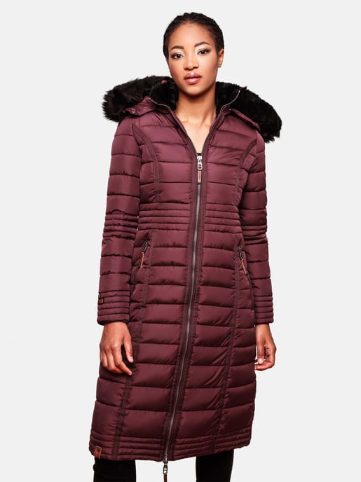 Navahoo Damen Winterjacke Umay – Lange Steppjacke mit Abnehmbarer Kapuze & Kunstfell - Image 5
