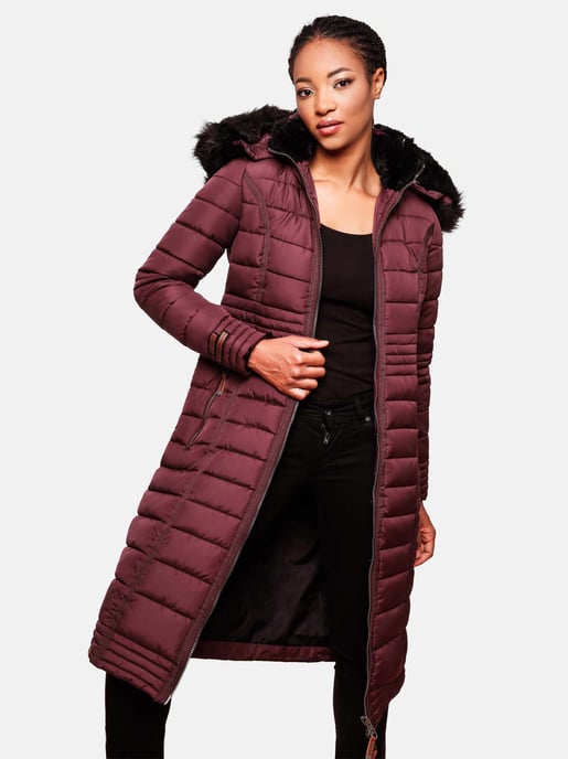Navahoo Damen Winterjacke Umay – Lange Steppjacke mit Abnehmbarer Kapuze & Kunstfell - Image 6