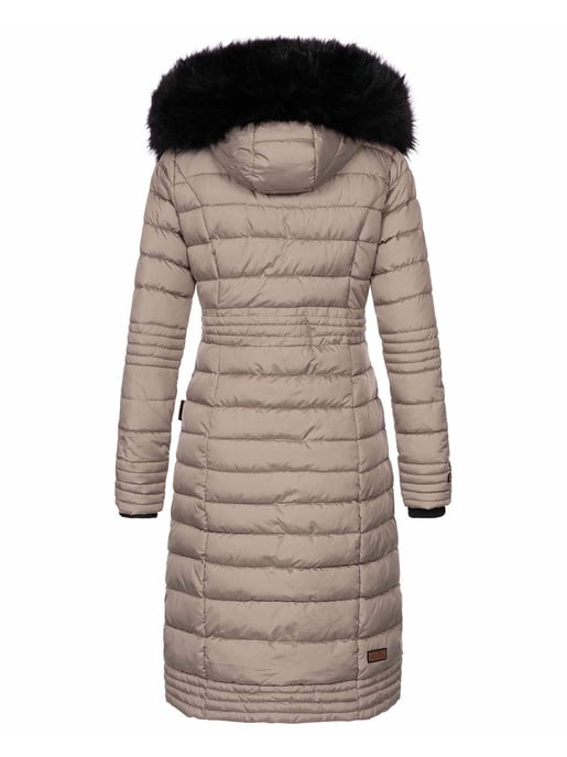 Navahoo Damen Winterjacke Umay – Lange Steppjacke mit Abnehmbarer Kapuze & Kunstfell - Image 3