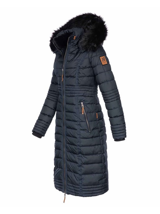 Navahoo Damen Winterjacke Umay – Lange Steppjacke mit Abnehmbarer Kapuze & Kunstfell - Image 2