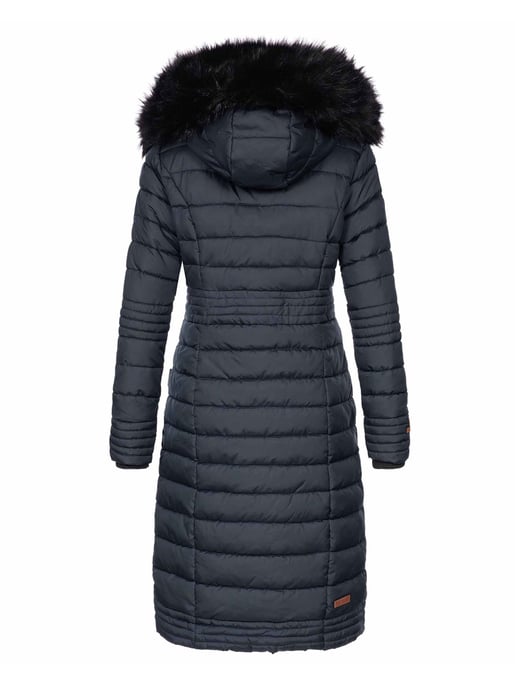 Navahoo Damen Winterjacke Umay – Lange Steppjacke mit Abnehmbarer Kapuze & Kunstfell - Image 3