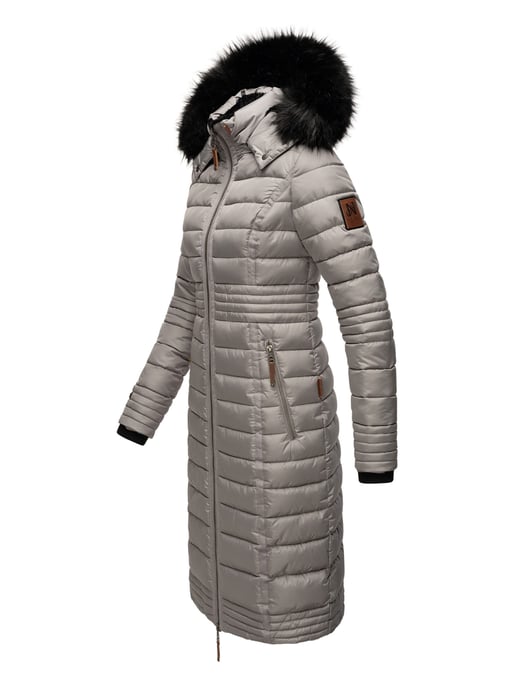Navahoo Damen Winterjacke Umay – Lange Steppjacke mit Abnehmbarer Kapuze & Kunstfell - Image 3