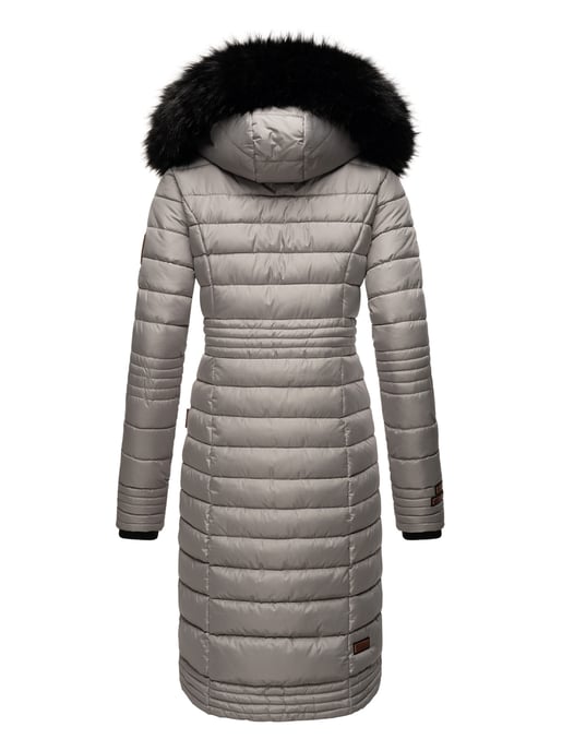 Navahoo Damen Winterjacke Umay – Lange Steppjacke mit Abnehmbarer Kapuze & Kunstfell - Image 5