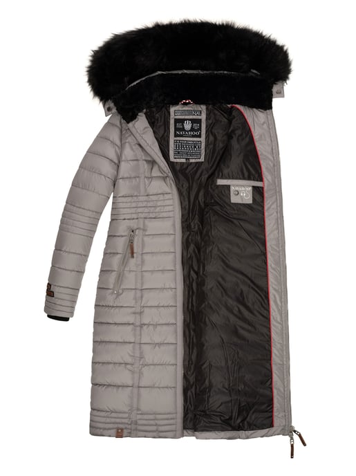 Navahoo Damen Winterjacke Umay – Lange Steppjacke mit Abnehmbarer Kapuze & Kunstfell - Image 6