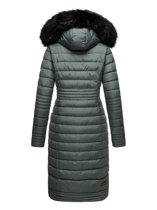 Navahoo Damen Winterjacke Umay – Lange Steppjacke mit Abnehmbarer Kapuze & Kunstfell - Image 5