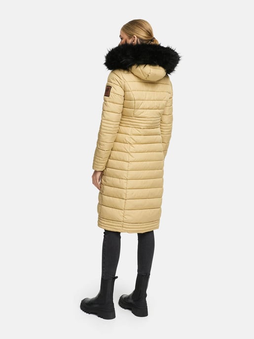 Navahoo Damen Winterjacke Umay – Lange Steppjacke mit Abnehmbarer Kapuze & Kunstfell - Image 4