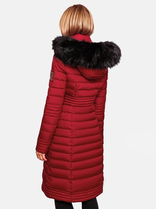 Navahoo Damen Winterjacke Umay – Lange Steppjacke mit Abnehmbarer Kapuze & Kunstfell - Image 4