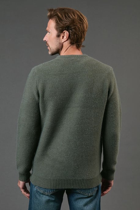 Tuck Stitch Yoke Crew Neck Jumper - Image 3