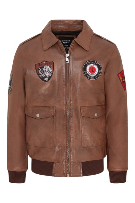Herren-Bomberjacke aus hellbraunem Leder G-1 mit Fliegerkragen – Maverick - Image 1