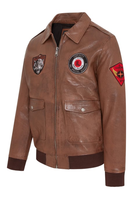 Herren-Bomberjacke aus hellbraunem Leder G-1 mit Fliegerkragen – Maverick - Image 2