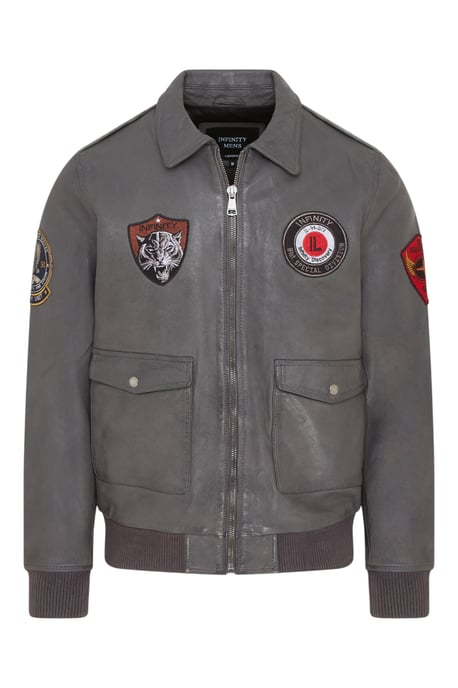 Graue Bomberjacke aus Leder für Herren G-1 mit Fliegerkragen – Maverick - Image 1