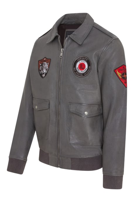 Graue Bomberjacke aus Leder für Herren G-1 mit Fliegerkragen – Maverick - Image 2