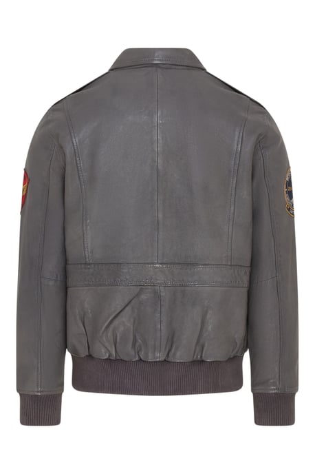 Graue Bomberjacke aus Leder für Herren G-1 mit Fliegerkragen – Maverick - Image 4