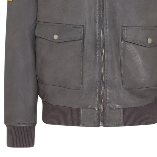 Graue Bomberjacke aus Leder für Herren G-1 mit Fliegerkragen – Maverick - Image 6