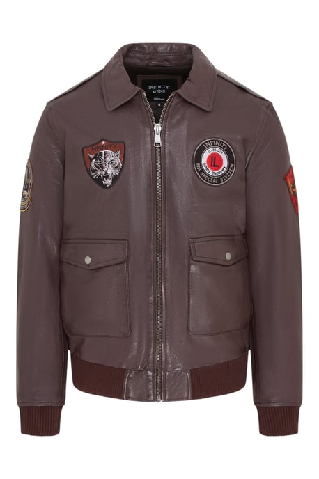 Braune Bomberjacke aus Leder für Herren G-1 mit Fliegerkragen – Maverick - Image 1