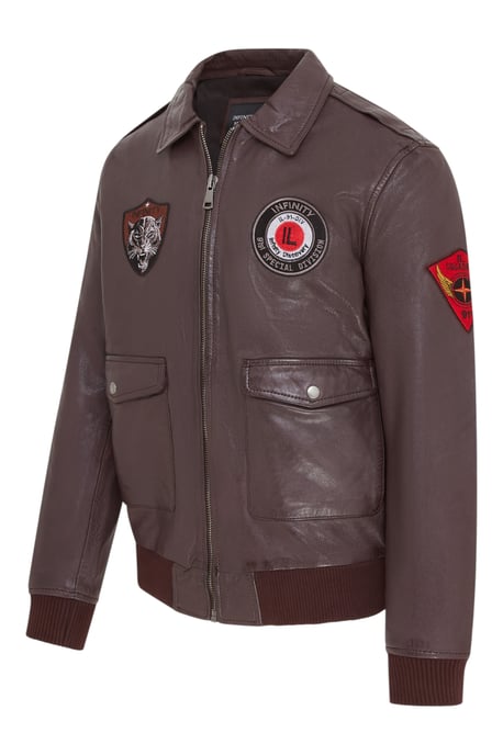 Braune Bomberjacke aus Leder für Herren G-1 mit Fliegerkragen – Maverick - Image 2
