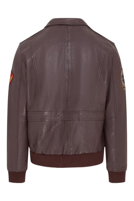 Braune Bomberjacke aus Leder für Herren G-1 mit Fliegerkragen – Maverick - Image 4