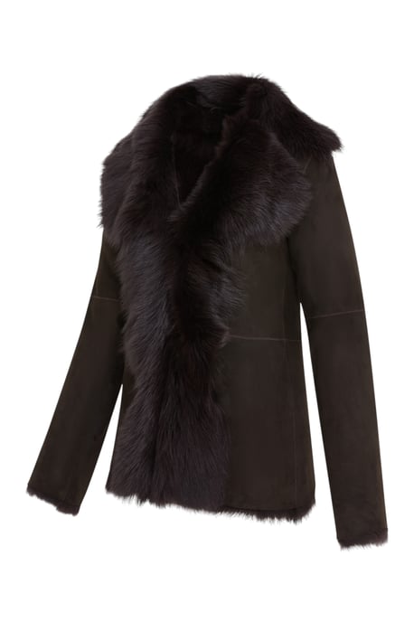 Damenjacke aus braunem Toscana-Lammfell-Wildleder - Noiré - Image 2