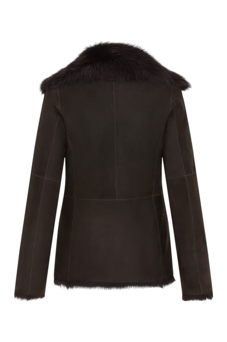 Damenjacke aus braunem Toscana-Lammfell-Wildleder - Noiré - Image 4