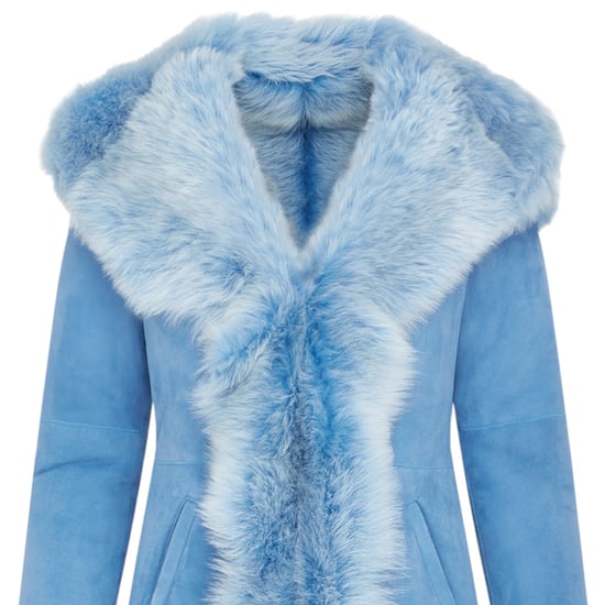 Blauer Trenchcoat mit Kapuze aus toskanischem Schaffell-Wildleder für Damen – Aura - Image 5