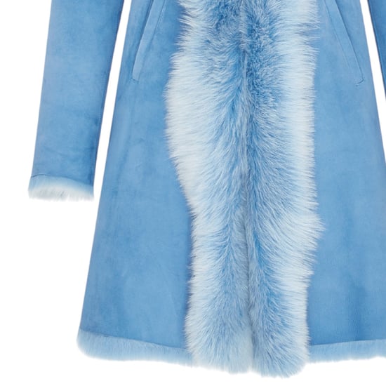 Blauer Trenchcoat mit Kapuze aus toskanischem Schaffell-Wildleder für Damen – Aura - Image 6