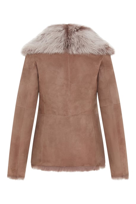 Damenjacke aus taupefarbenem Schaffell „Toscana Shearling“ aus Wildleder – Noiré - Image 4