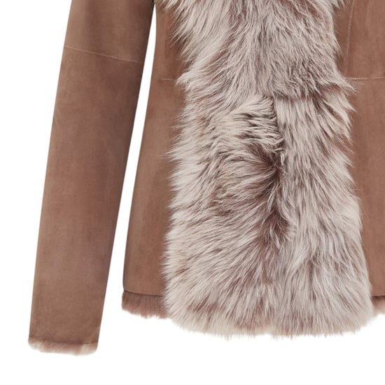 Damenjacke aus taupefarbenem Schaffell „Toscana Shearling“ aus Wildleder – Noiré - Image 6