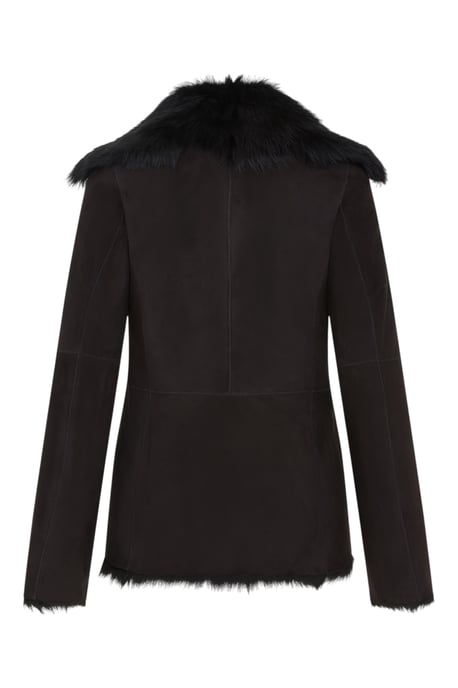 Damen Schwarze Schaffell Toscana Merino Shearling Wildlederjacke-Siena - Image 5