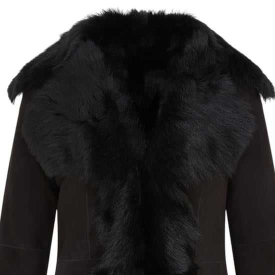 Damen Schwarze Schaffell Toscana Merino Shearling Wildlederjacke-Siena - Image 6