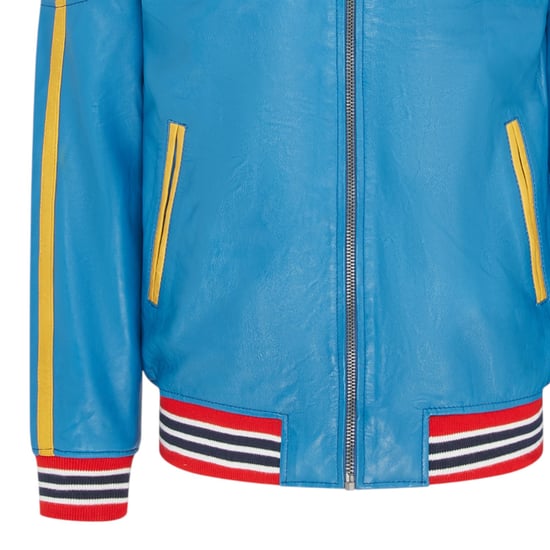 Blaue Track Racing Bomber-Bikerjacke aus Leder für Herren – Player - Image 5