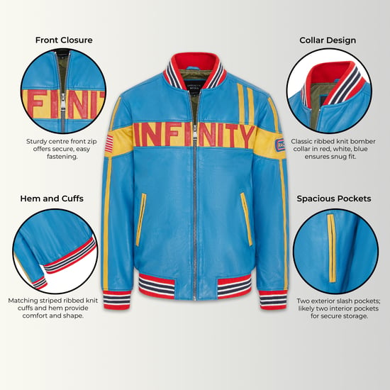 Blaue Herren-Lederjacke für Rennstreckenrennen, Moto-Bomber-Bikerjacke – Racer - Image 2