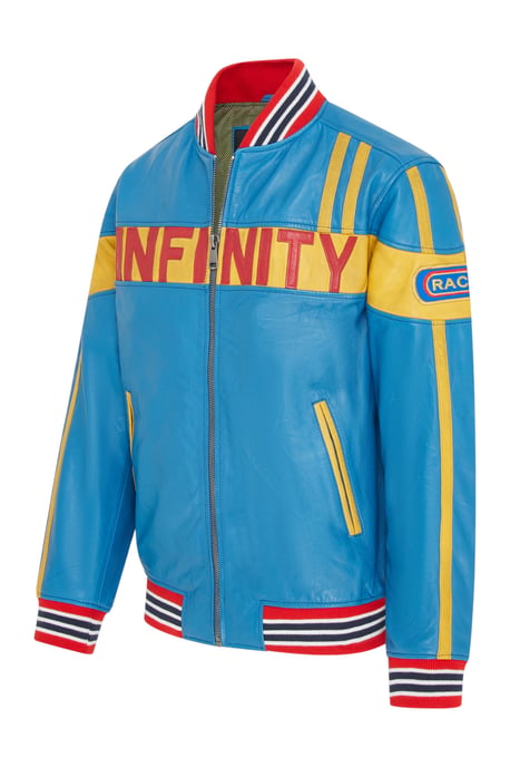 Blaue Herren-Lederjacke für Rennstreckenrennen, Moto-Bomber-Bikerjacke – Racer - Image 3