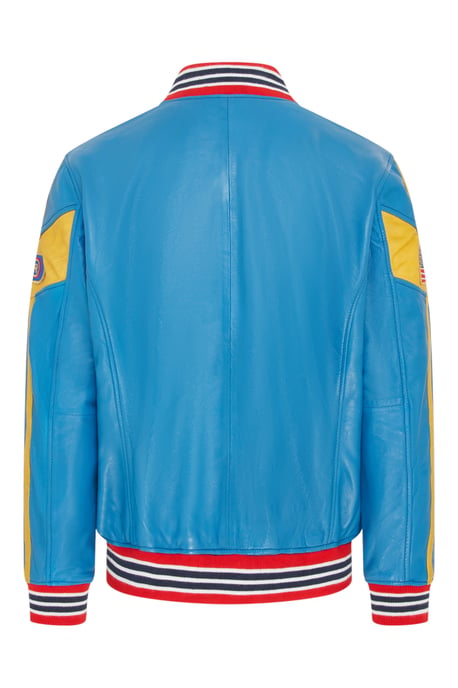 Blaue italienische Herren-Bikerjacke aus Rennstreckenleder – Circuit - Image 4