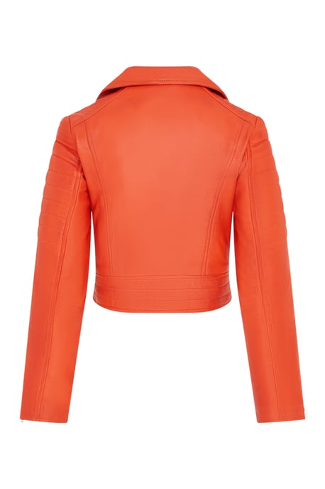 Verkürzte Brando-Bikerjacke aus orangefarbenem Leder für Damen – Durban - Image 5