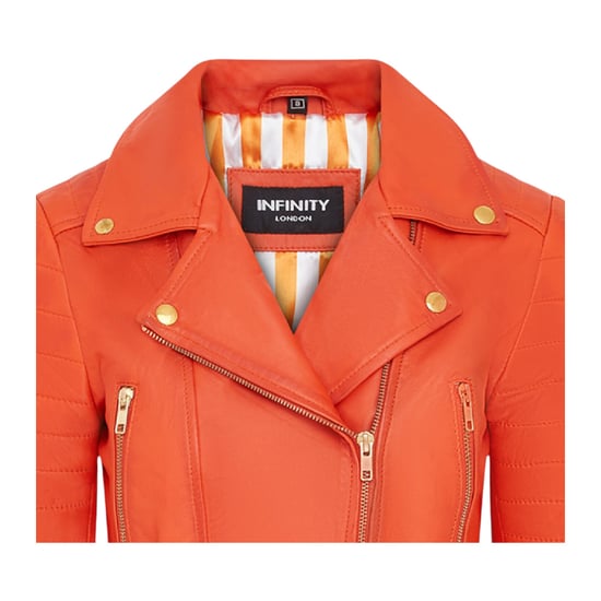 Verkürzte Brando-Bikerjacke aus orangefarbenem Leder für Damen – Durban - Image 6