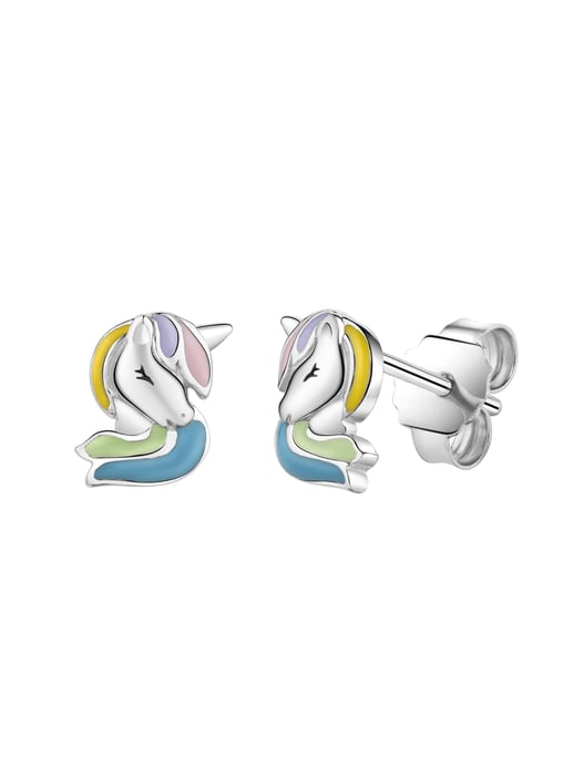 Zeeme for Kids Ohrstecker Silber 925 rhodiniert mit buntem Einhorn-Motiv - Image 2