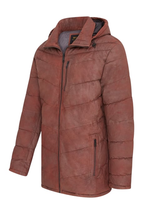 Herren-Steppjacke aus hellbraunem Leder mit abnehmbarer Kapuze, Puffer-Wintermantel – Orion - Image 4