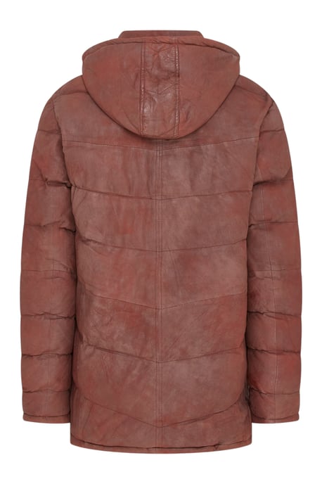 Herren-Steppjacke aus hellbraunem Leder mit abnehmbarer Kapuze, Puffer-Wintermantel – Orion - Image 5